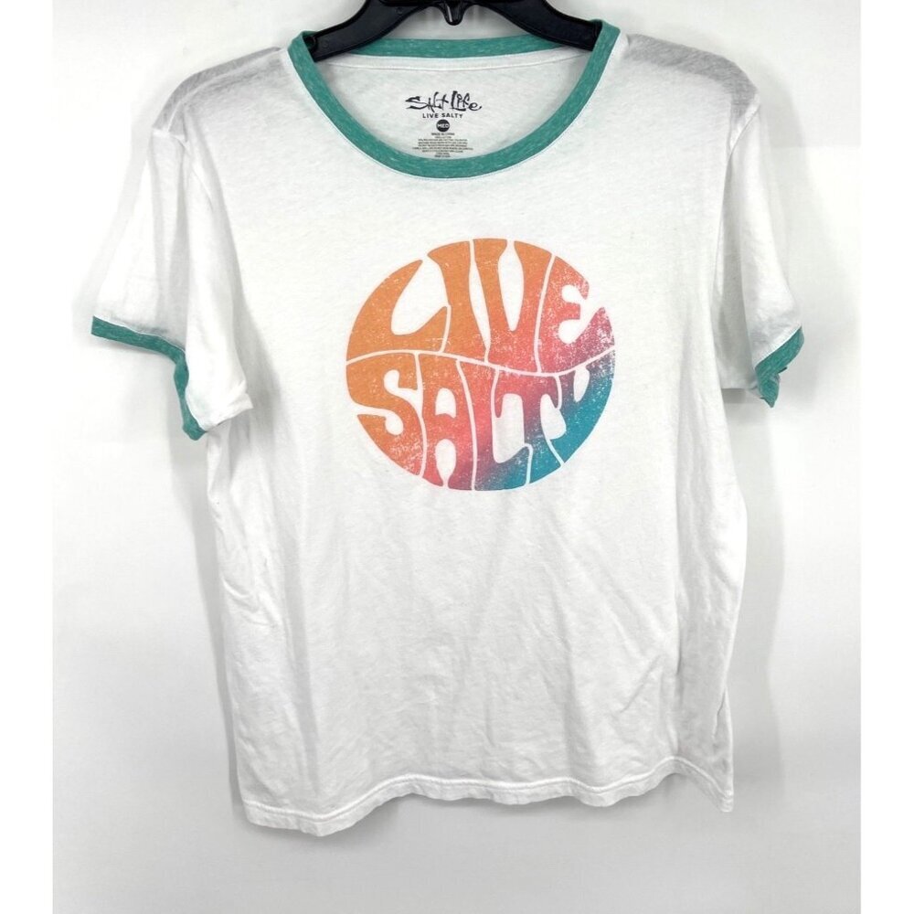 Salt Life Womens “Live Salty” T-Shirt Size Medium White